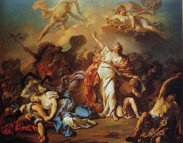 Jacques-Louis David Diana and Apollo Piercing Niobe s Children with their Arrows Spain oil painting art